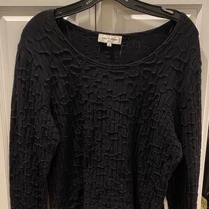 Anne Fontaine Elegant Black Textured Blouse sz 5 France